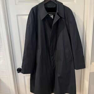 Vintage London Fog Trench Coat 50 L Black Zip Out Black Lining USA